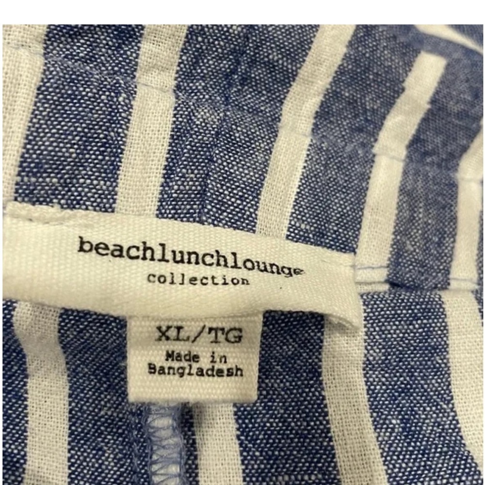 BEACH LUNCH LOUNGE CASUAL PANTS  CERULEAN BLUE & WHITE COTTON/ LINEN SIZE XL - Picture 4 of 8
